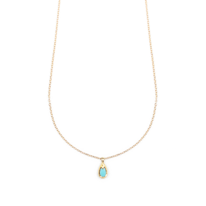 Turquoise Gold Tear Delicate Sliding Necklace | Turquoise and Gold Necklace