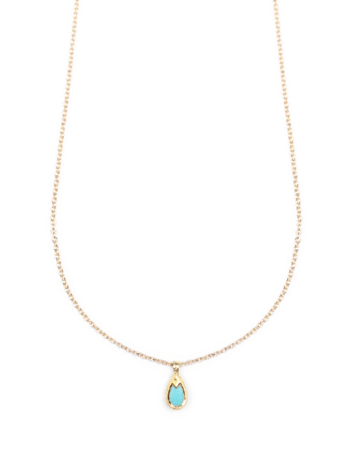 Turquoise Gold Tear Delicate Sliding Necklace | Turquoise and Gold Necklace