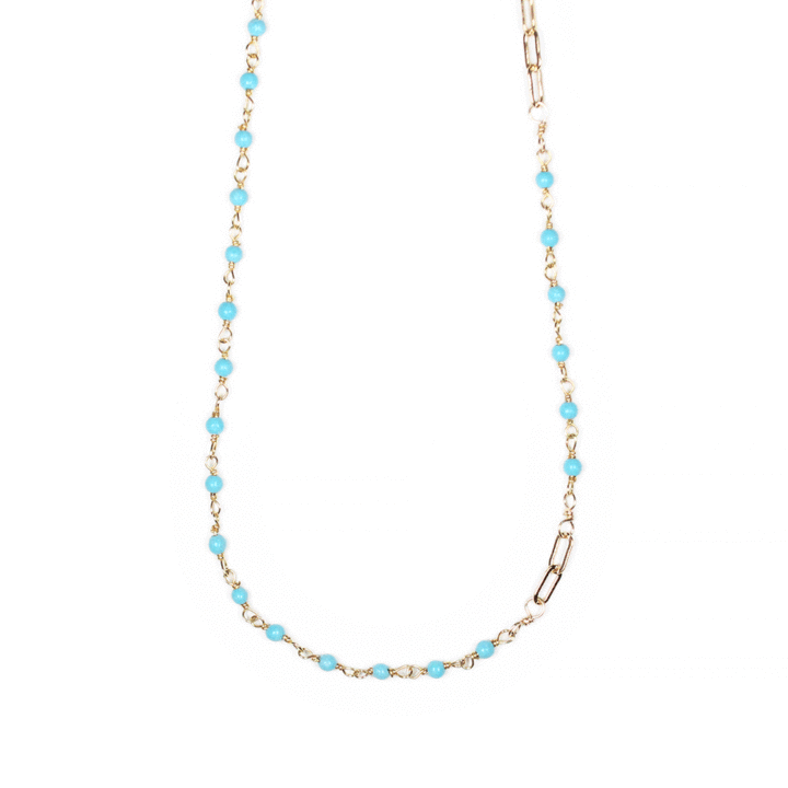 Turquoise and gold paperclip necklace | handcrafted jewelry made in denver, co.