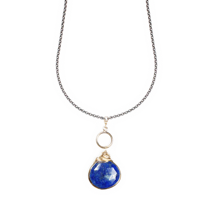 Lapis Mixed Metal Double Strand Toggle Necklace - Image 2