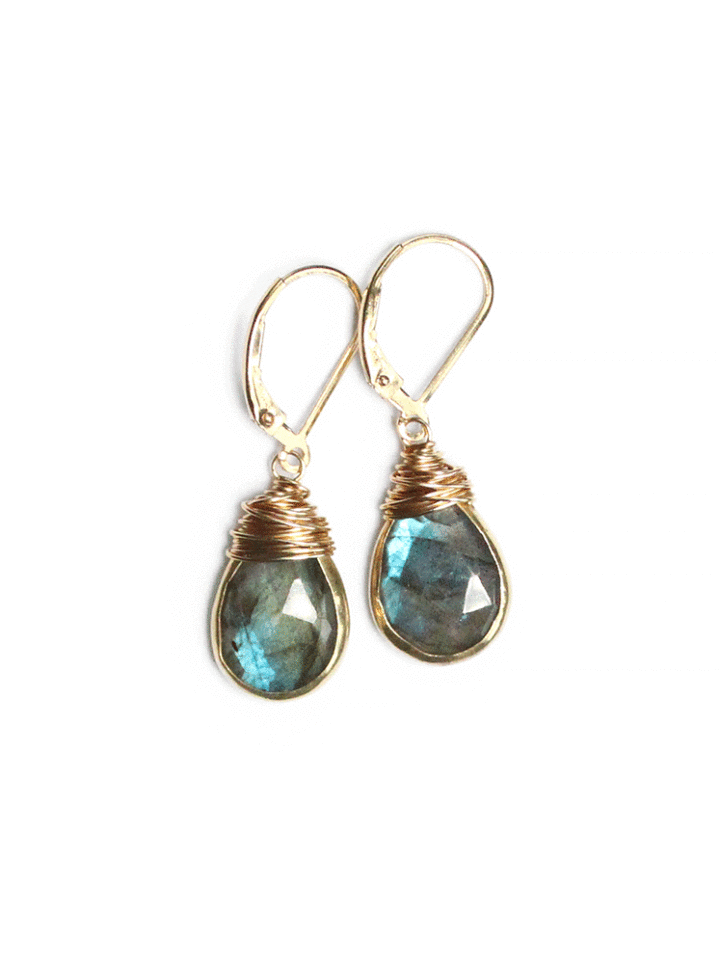 Labradorite Tear Drop Earrings Handcrafted in Colorado