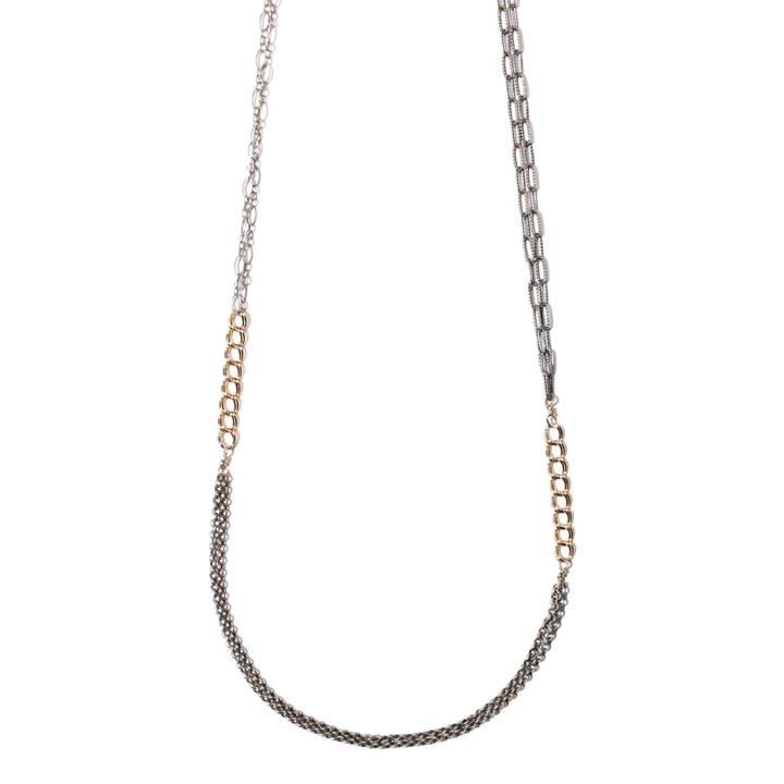 Silver & Gold Curb Mixed Chain Long Necklace | Bloom Jewelry Handcrafted in Denver