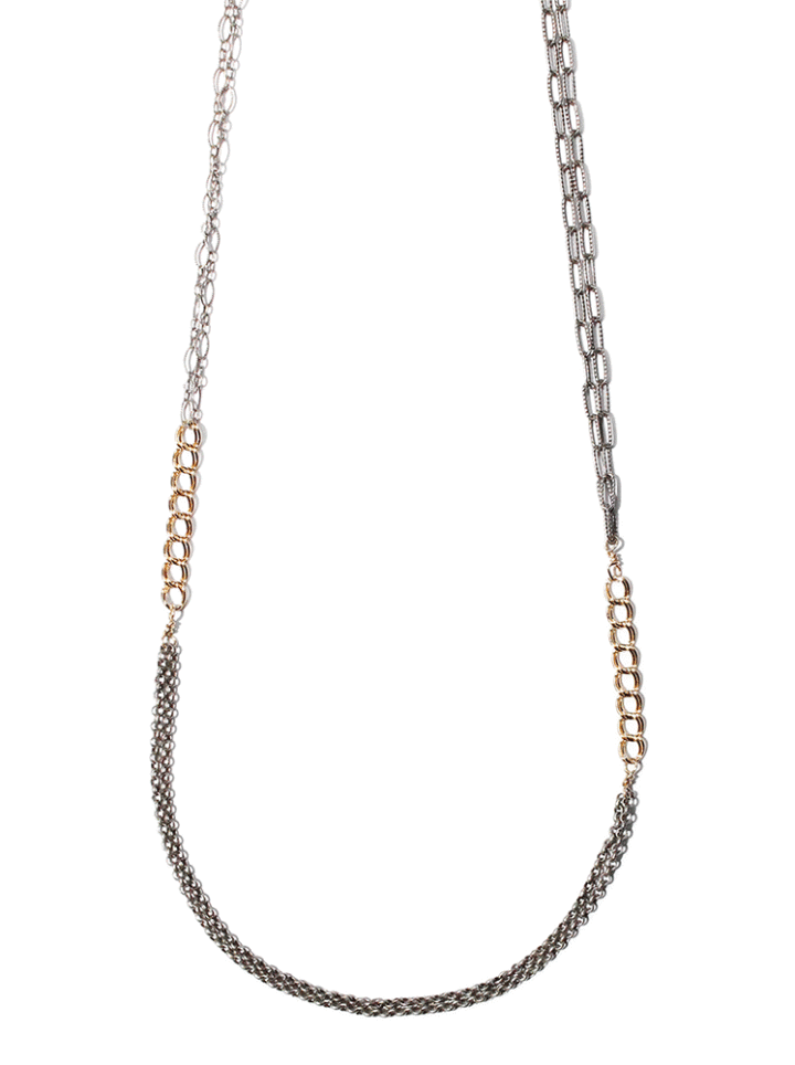 Silver & Gold Curb Mixed Chain Long Necklace | Bloom Jewelry Handcrafted in Denver