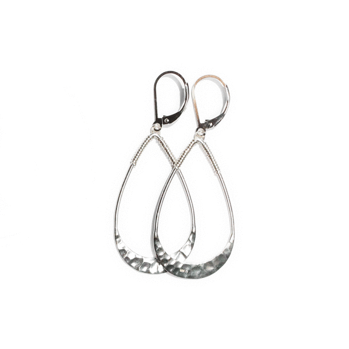 Silver Hammered Tear Earrings | Bloom Jewelry Handcrafted Silver Hoops