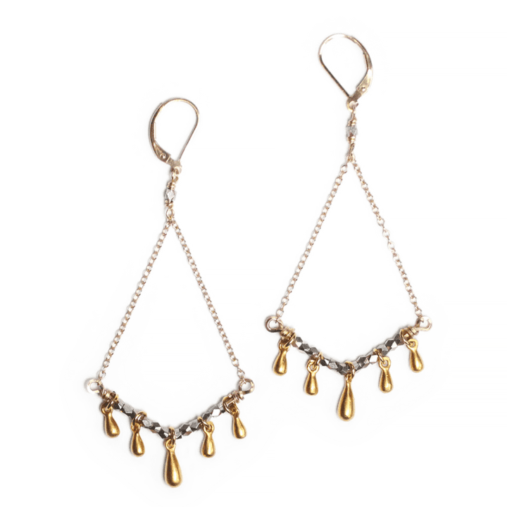 Gold & Silver Teardrop Swing Earrings Handcrafted in USA