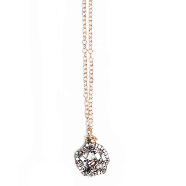 Baguette Diamond Freeform Ornate Delicate Necklace | Bloom Jewelry handcrafted jewelry in Denver