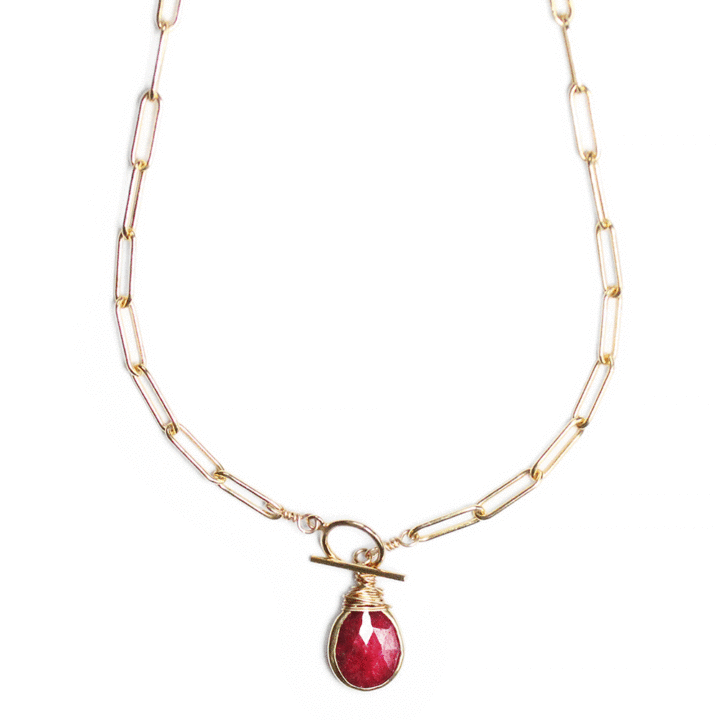 Ruby 14k Gold Filled Paperclip Toggle Necklace | Handcrafted in USA