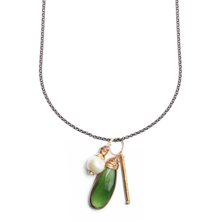 Serpentine Pearl Jr LB Charm Necklace Handcrafted in Denver, CO