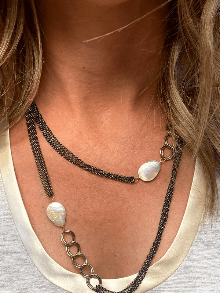 Pear Antique Rolo Long Necklace - Denver Colorado Handcrafted Jewelry