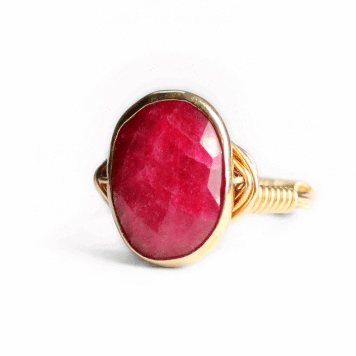 Ruby 14k gold filled hand wrapped ring | Handcrafted in Denver, CO