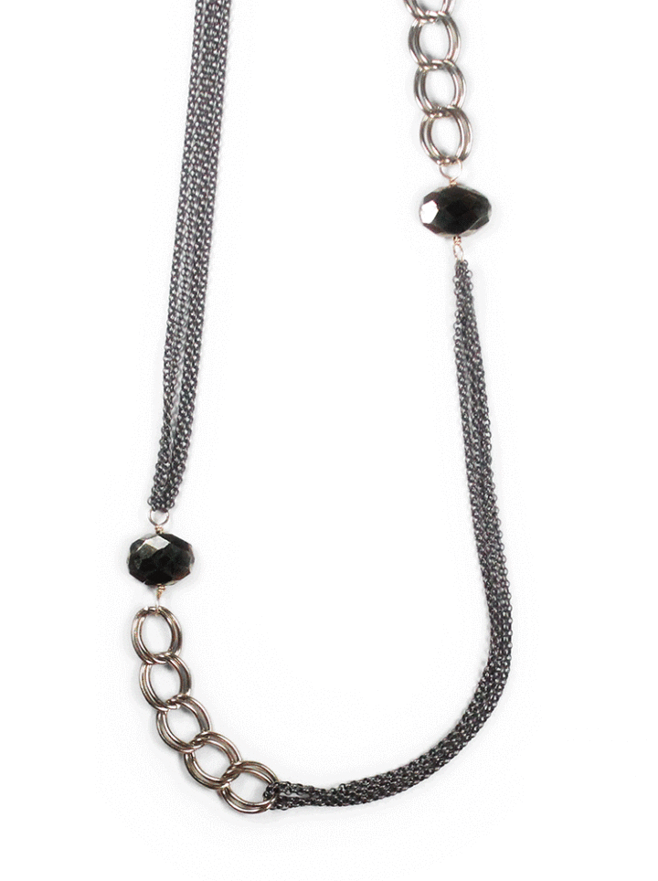 Pyrite Rolo Antique Long Necklace