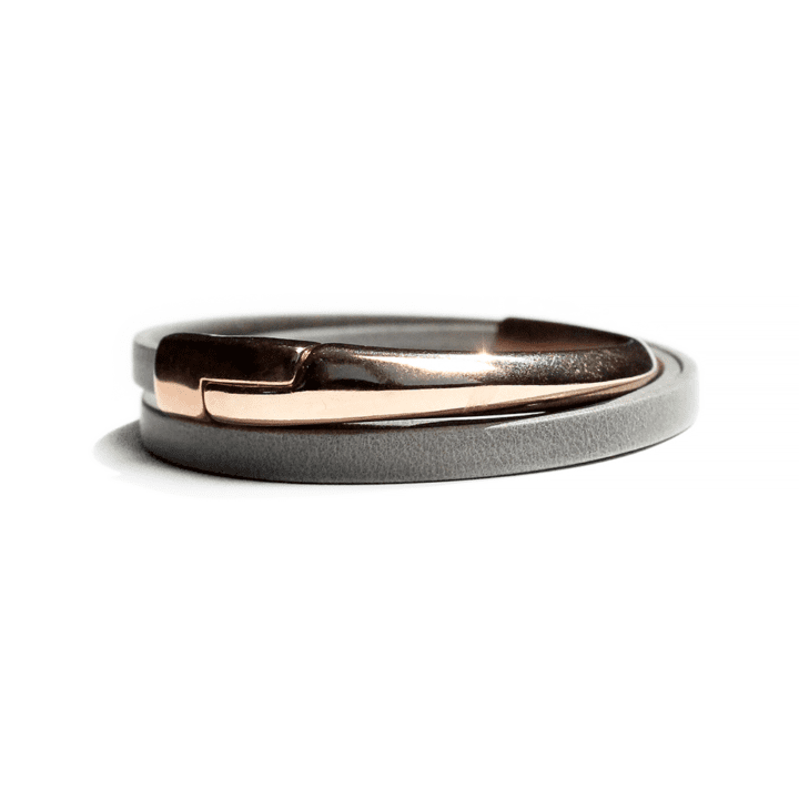 Storm Leather Triple Wrap Rose Gold Magnetic Clasp Bracelet | Bloom Jewelry Handcrafted in Colorado