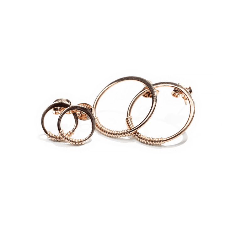 Rose Gold - Gold Post Wrap Hoops | Handcrafted Fine Jewelry Made in Denver