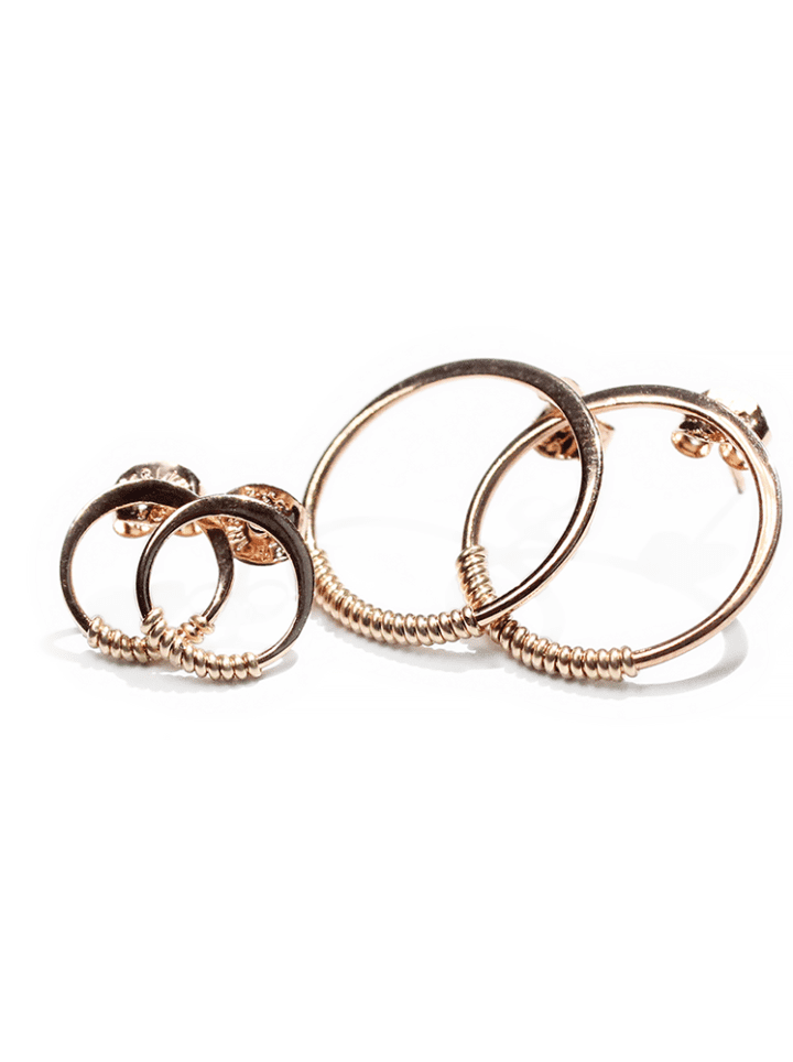 Rose Gold - Gold Post Wrap Hoops | Handcrafted Fine Jewelry Made in Denver