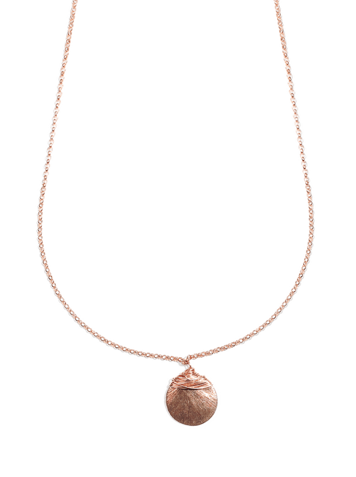 Rose Gold Brushed Disc Rolo Necklace