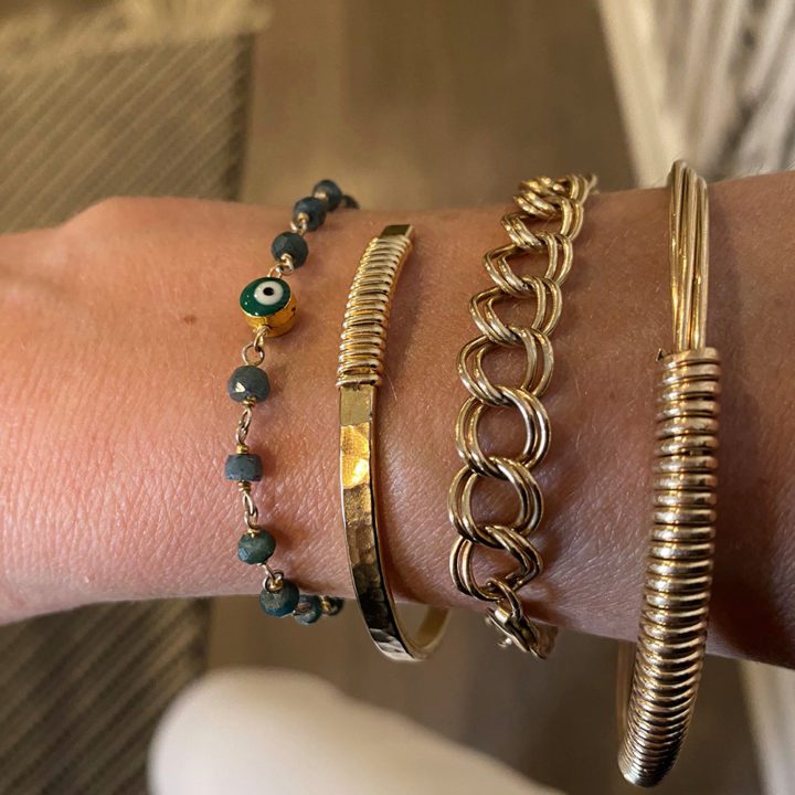 Evil Eye Turquoise, Lapis, & Emerald Rosary Bracelets - Image 2