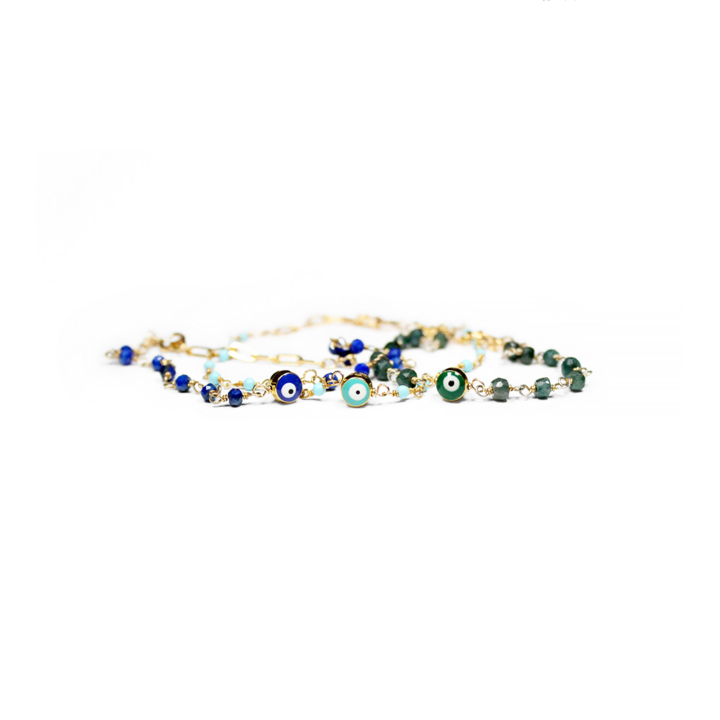 Evil Eye Rosary Bracelets Lapis Emerald Turquoise