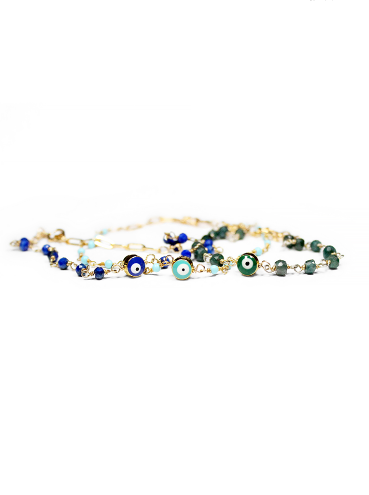 Evil Eye Rosary Bracelets Lapis Emerald Turquoise