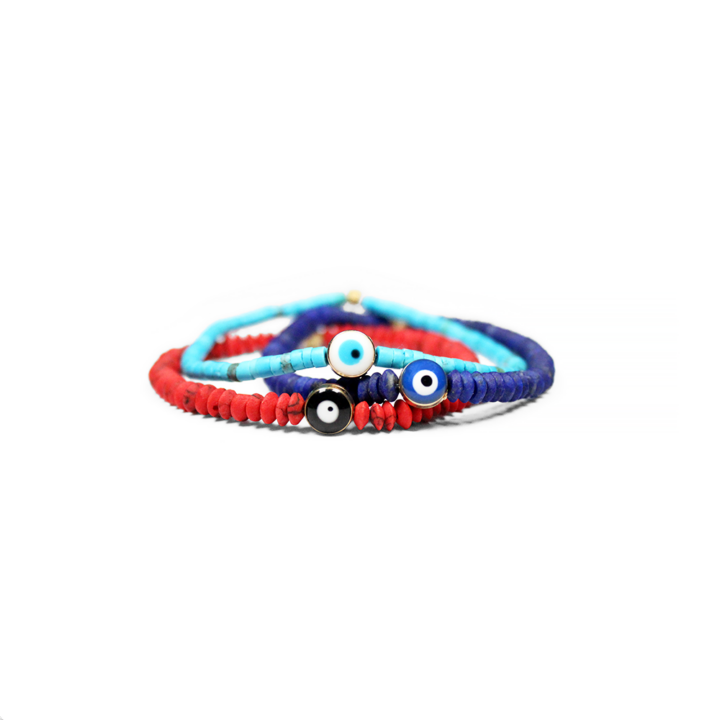 Evil Eye Large Bead Stretch Bracelets