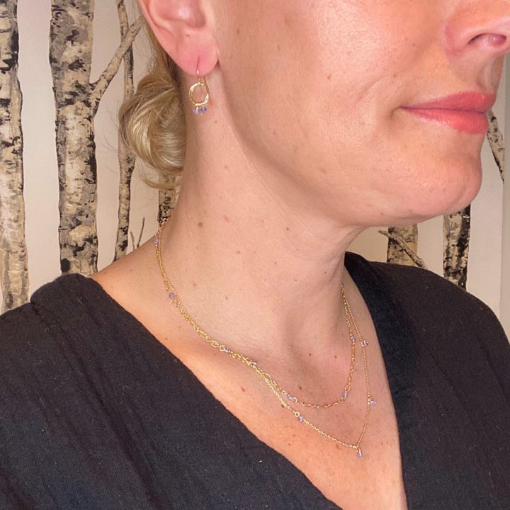Tanzanite Rondelle Stardust Drop Earrings - Image 2