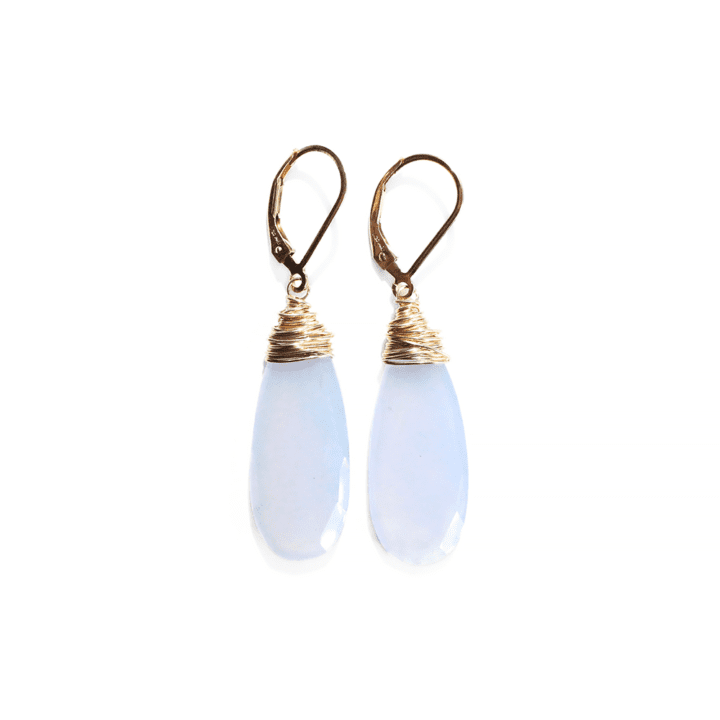 Blue Chalcedony Large Tear Earrings