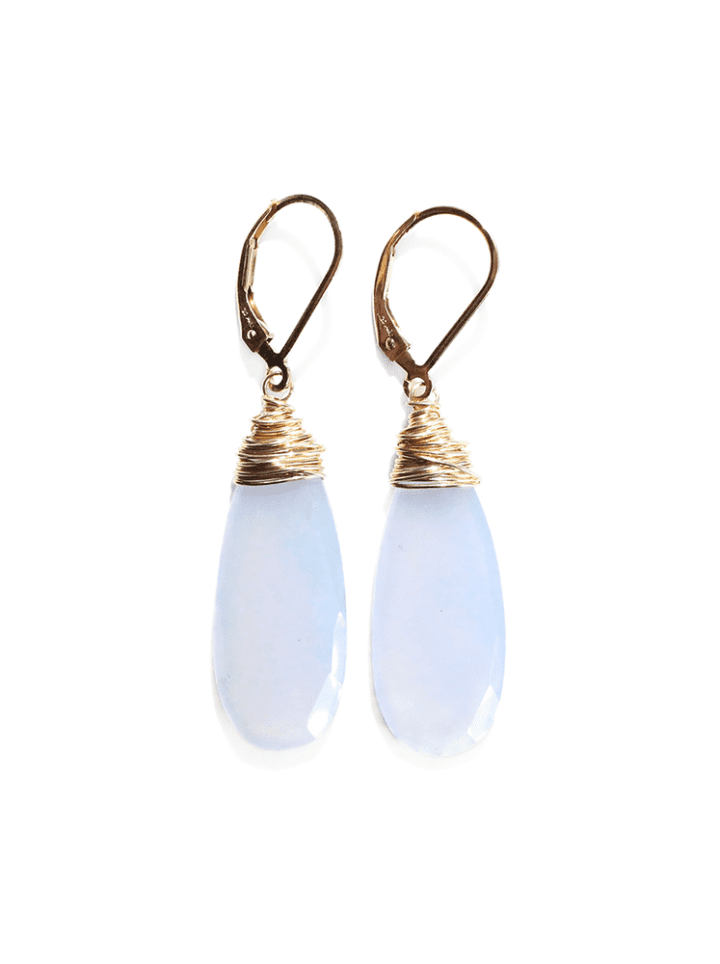 Blue Chalcedony Large Tear Earrings