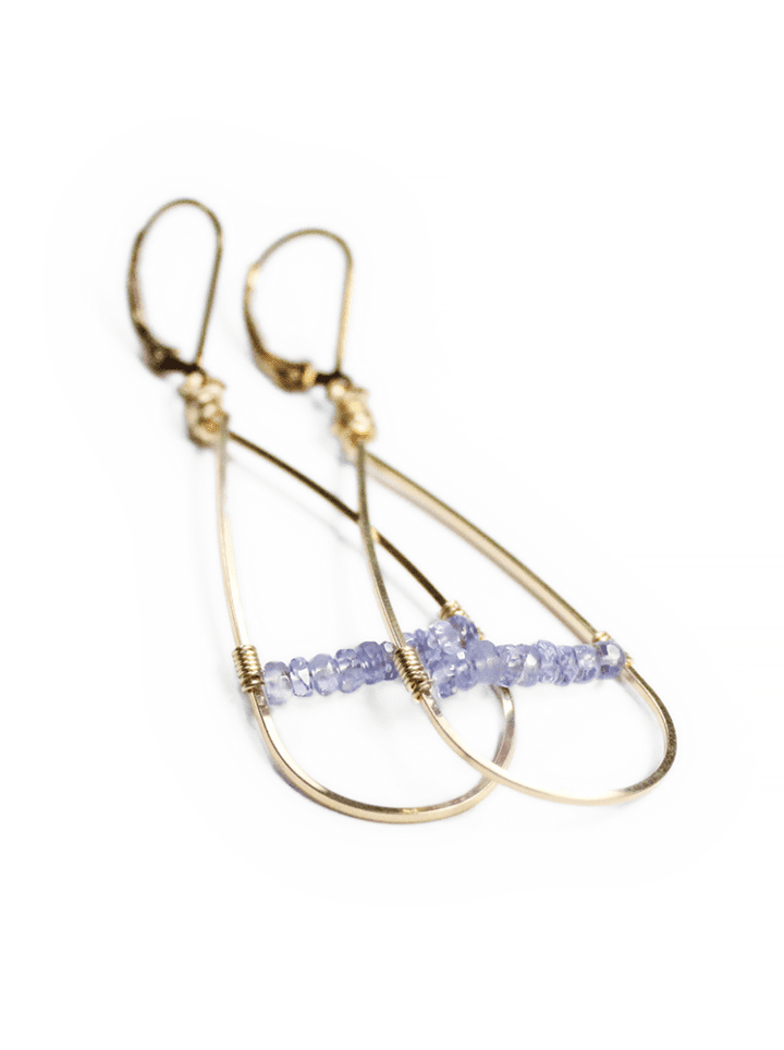 Tanzanite Gold Linear Hoops | Handcrafted jewelry from Denver, CO