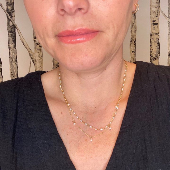 Pyrite 5 Drop 14k Gold Filled Delicate Necklace - Image 3