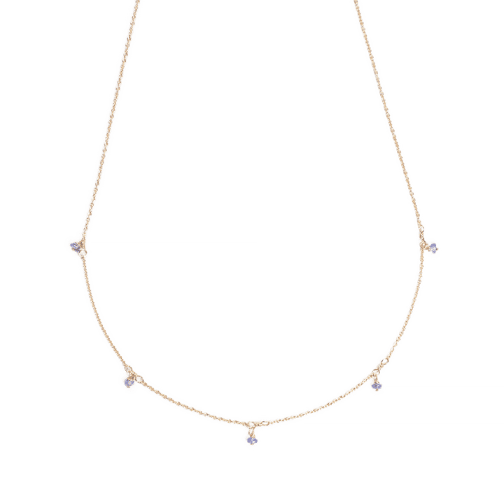 Tanzanite 5 Drop Delicate Necklace Handcrafted in Denver Colorado