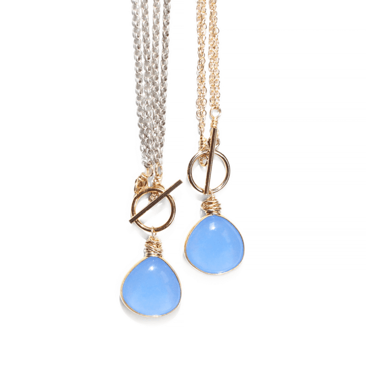 Blue Chalcedony Toggle Necklaces Handcrafted in Denver