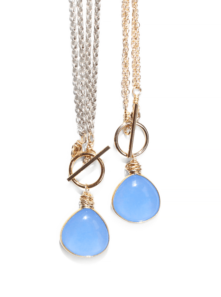 Blue Chalcedony Toggle Necklaces Handcrafted in Denver