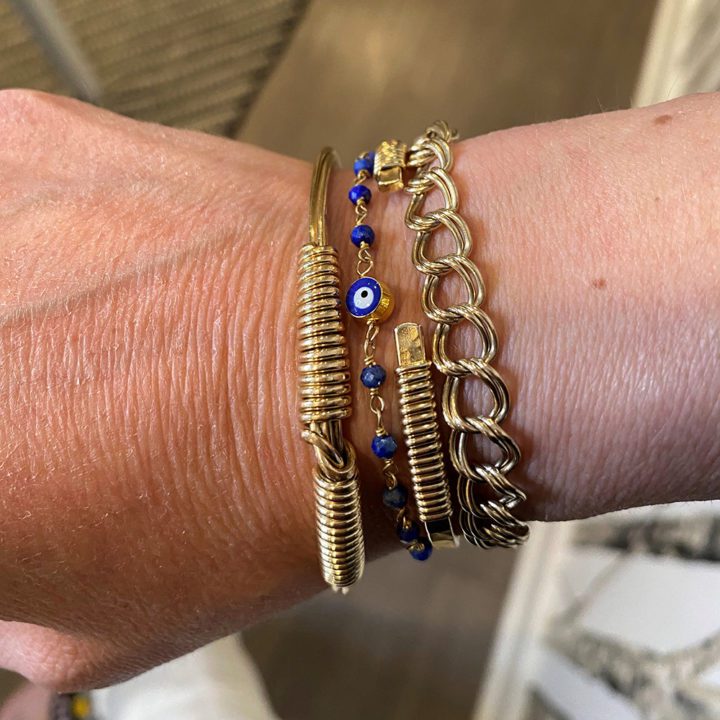 Evil Eye Turquoise, Lapis, & Emerald Rosary Bracelets - Image 3