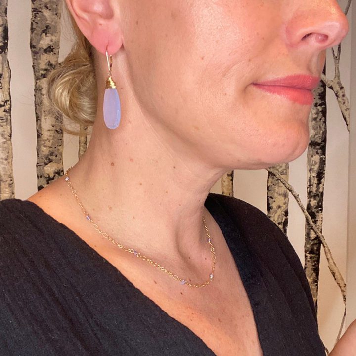 Blue Chalcedony Tear Earrings - Image 2
