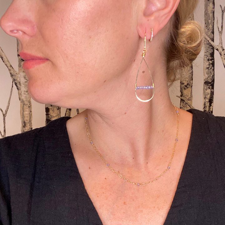 Tanzanite Bridge Linear Hoops - Image 2