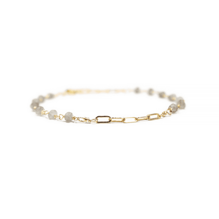 Labradorite & 14k Gold Filled Paperclip Anklet