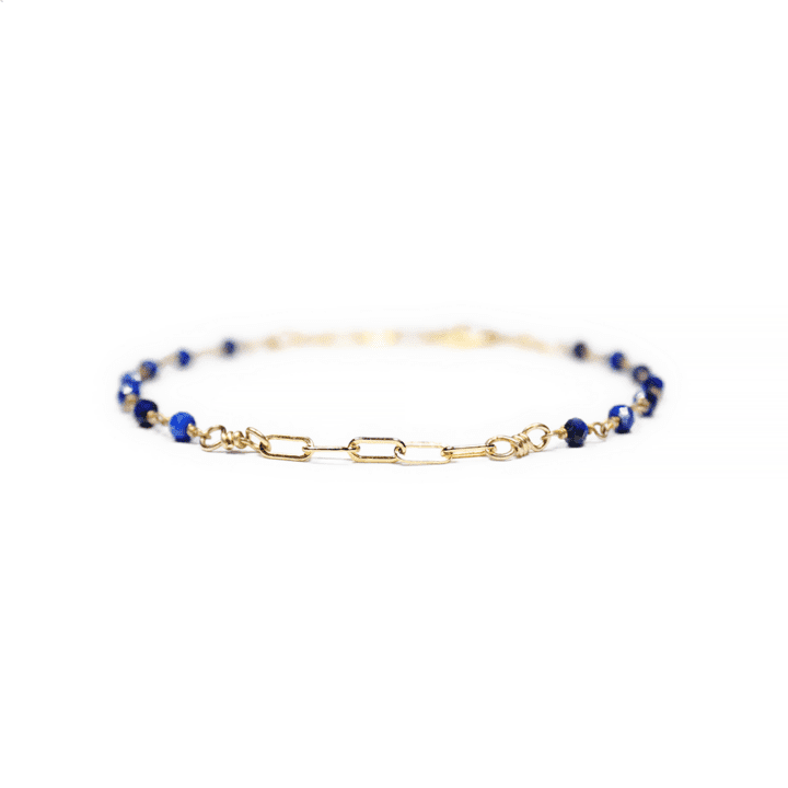 Lapis & 14k Gold Filled Paperclip Anklet