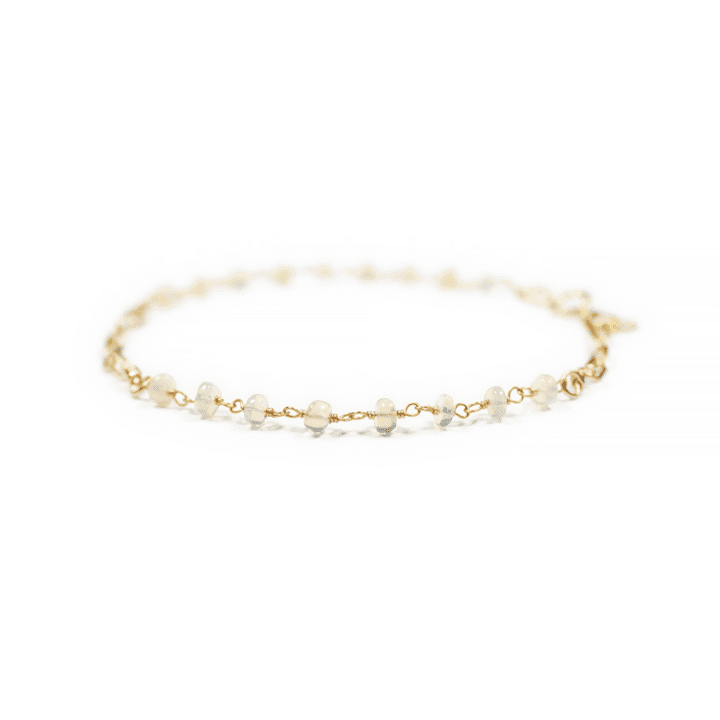 Opal & 14k Gold Filled Paperclip Anklet