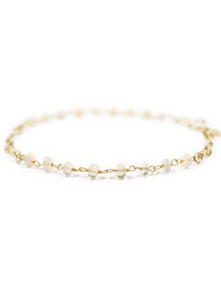 Opal & 14k Gold Filled Paperclip Anklet