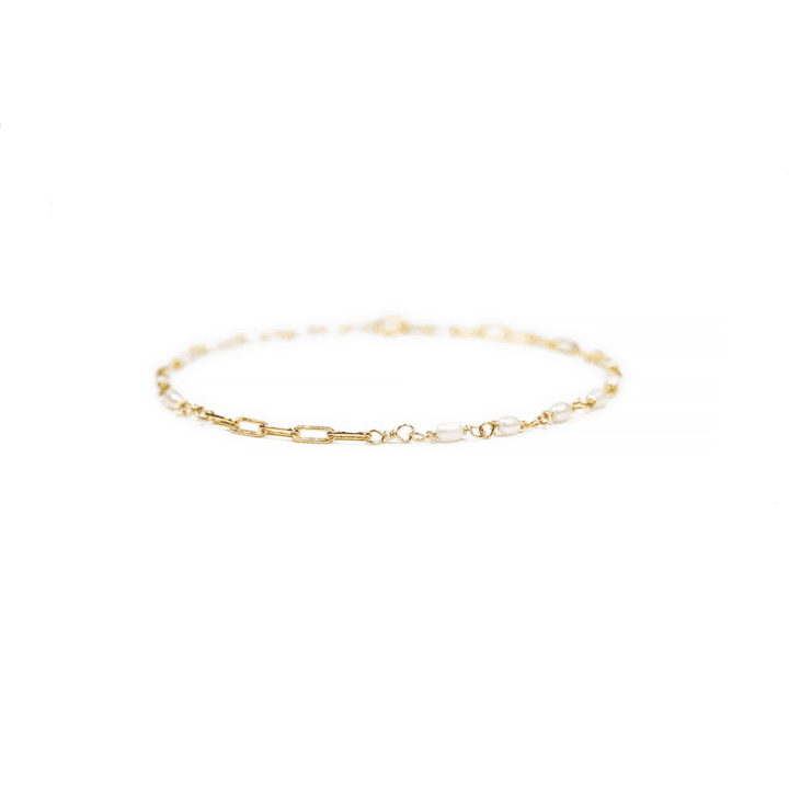 Pearl & 14k Gold Filled Paperclip Anklet