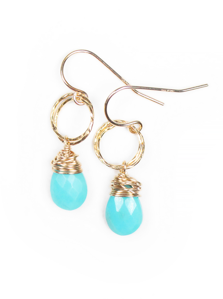 Green Turquoise Stardust Delicate Drop Earrings Bloom Jewelry Handcrafted in Denver, CO.
