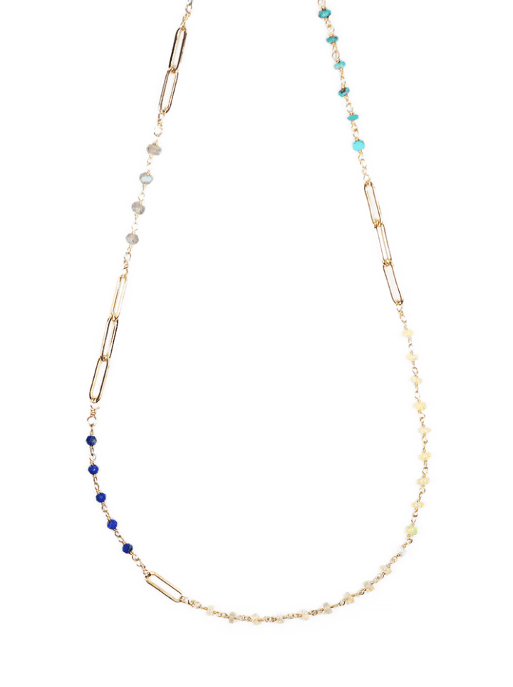 Lapis Opal Turquoise Labradorite Large Paperclip Necklace