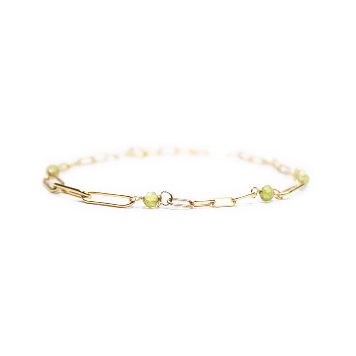 Peridot 14k Gold Filled Paperclip Anklet Handcrafted in Denver, CO Bloom Jewelry