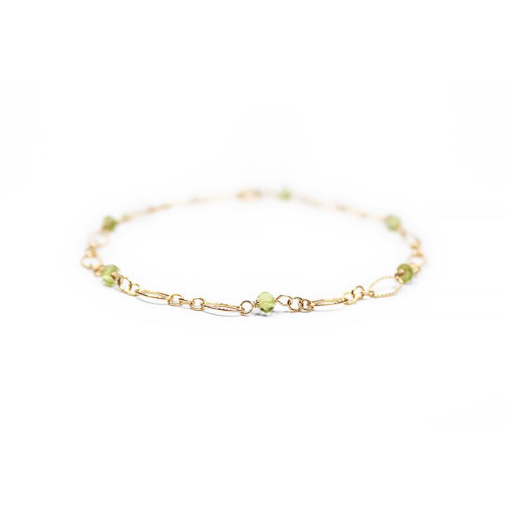 Peridot Gold Filigree Anklet Handcrafted Bloom Jewelry August Birthstone