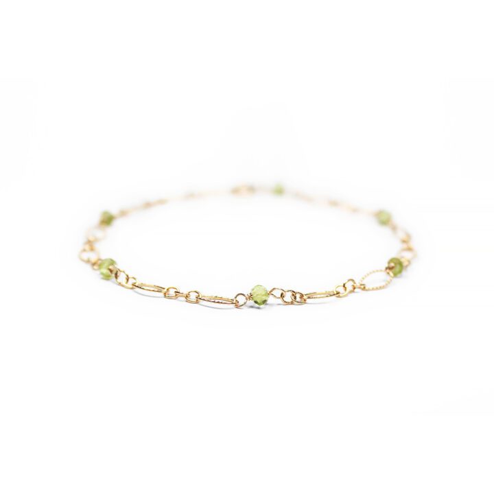 Peridot Gold Filigree Anklet Handcrafted Bloom Jewelry August Birthstone