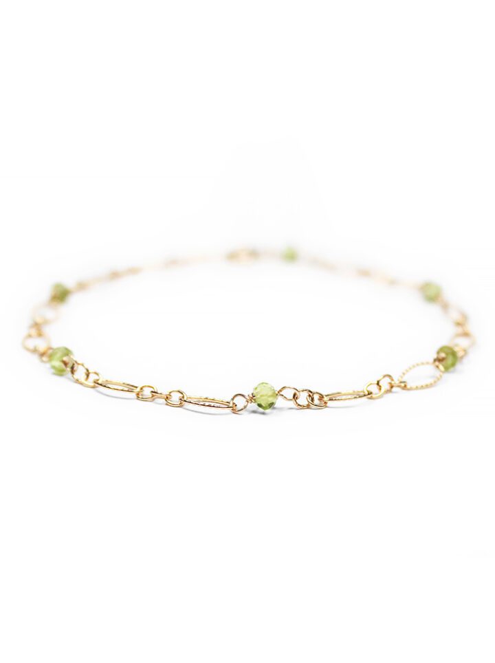 Peridot Gold Filigree Anklet Handcrafted Bloom Jewelry August Birthstone
