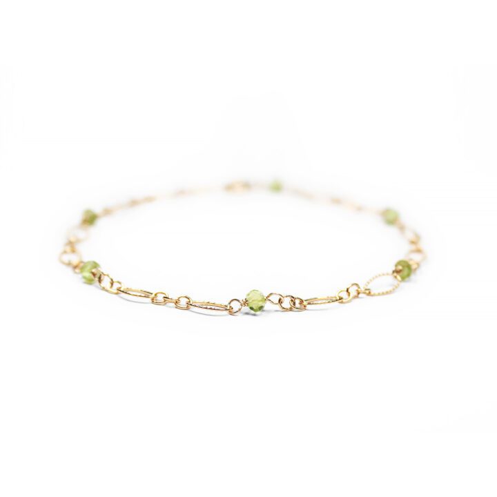 Peridot Gold Filigree Layering Bracelet Handcrafted Bloom Jewelry August Birthstone