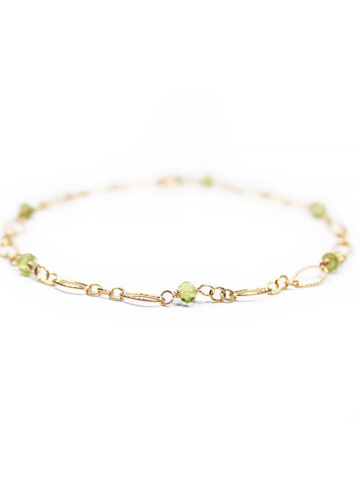 Peridot Gold Filigree Layering Bracelet Handcrafted Bloom Jewelry August Birthstone