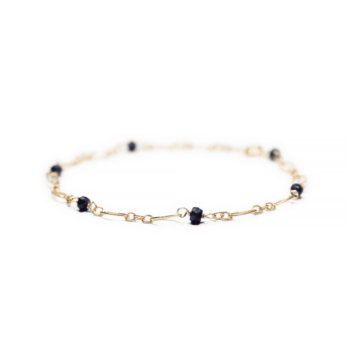 Sapphire & Gold Filigree Anklet