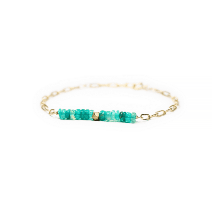 Green Opal Bar Paperclip Bracelet | Bloom Jewelry Denver, CO