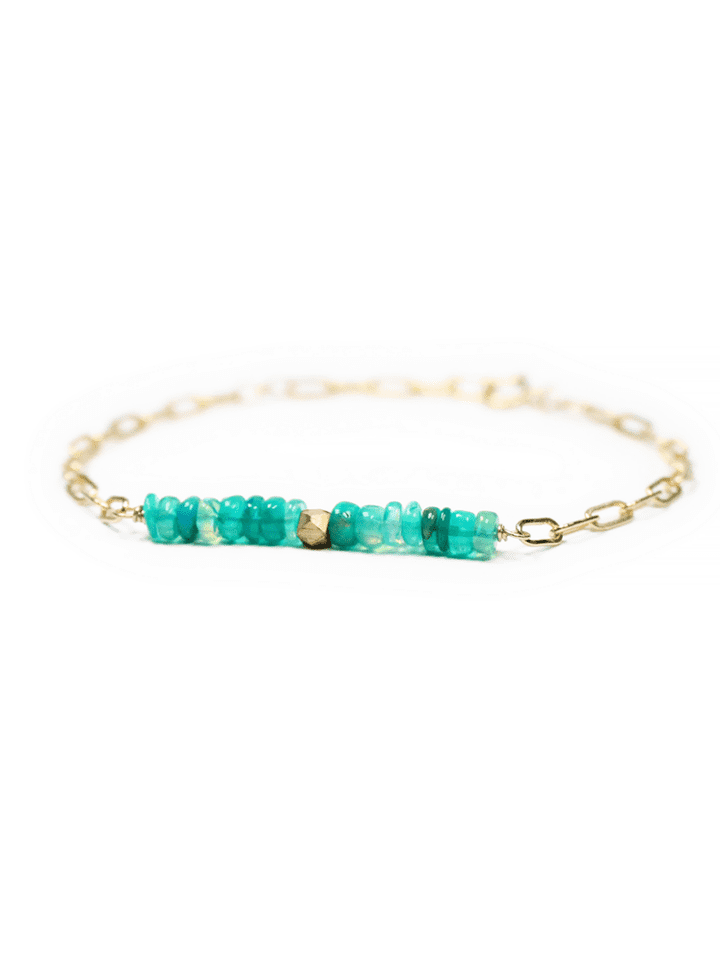 Green Opal Bar Paperclip Bracelet | Bloom Jewelry Denver, CO